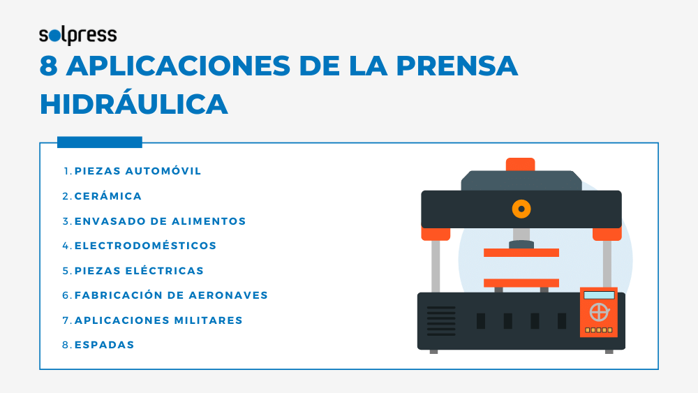 Top aplicaciones de prensa hidráulica Solpress BCN